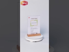 फ्लैट बीच लकड़ी के आधार के साथ एक्रिलिक साइन धारक